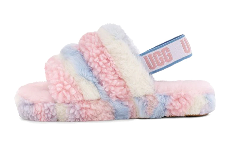 (Youth) UGG Fluff Yeah Slide Cali Pride Stripes