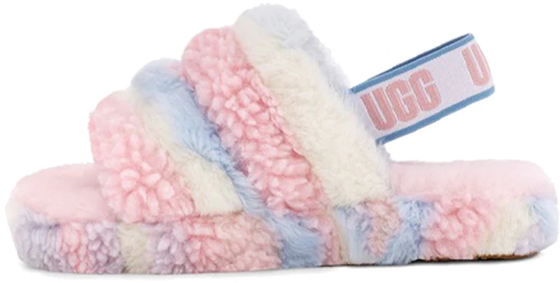 (JR) UGG Fluff Yeah Slide 加州骄傲条纹拖鞋 1120114K-PSTR Buy (JR) UGG Fluff Yeah Slide 加州骄傲条纹拖鞋 1120114K-PSTR