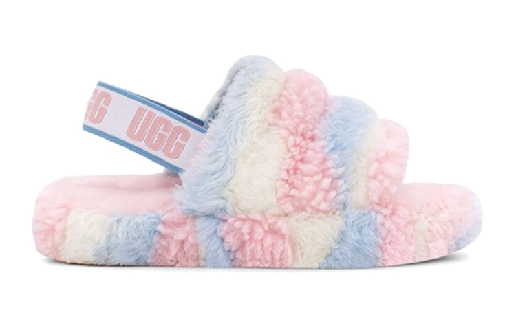 Order (JR) UGG Fluff Yeah Slide 加州骄傲条纹拖鞋 1120114K-PSTR