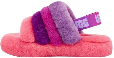 Buy UGG Fluff Yeah Slides 毛絨簡約時尚拖鞋 大童 粉紫拼色