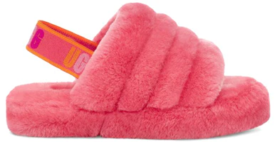 Order UGG Fluff Yeah滑入式毛絨涼鞋 大童 草莓紅