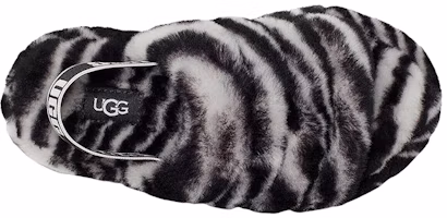 Shop UGG Fluff Yeah 休閒時尚拖鞋 大童 黑色斑馬紋 加絨