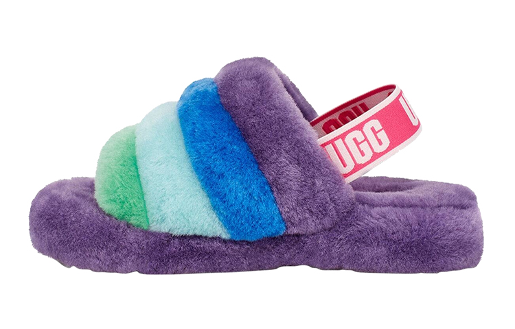 (Youth) UGG Fluff Yeah Slides 'Purple Rainbow'