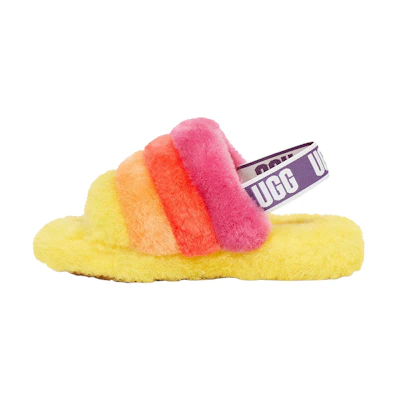 (Youth) UGG Fluff Yeah Slide 'Yellow Rainbow'