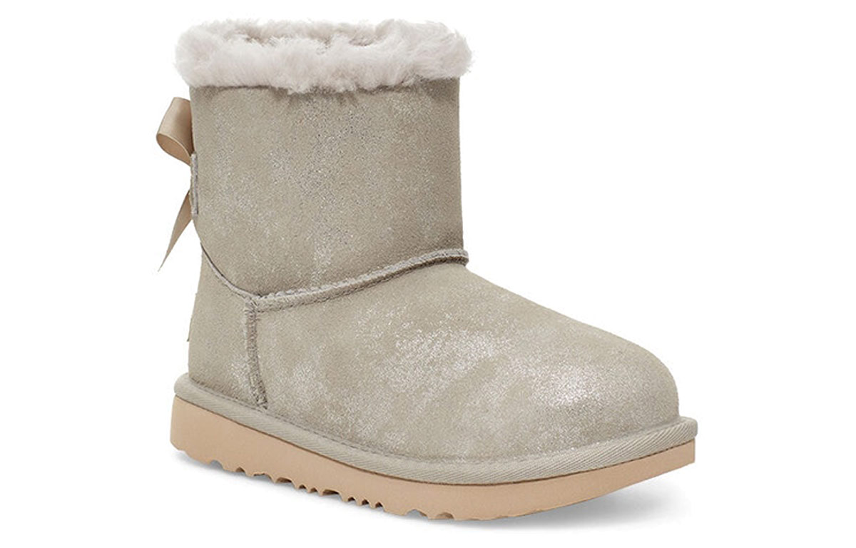 Lookbook (Youth) UGG Mini Bailey Bow II Shimmer 'Grey Big Kid' 1116173K-GOA
