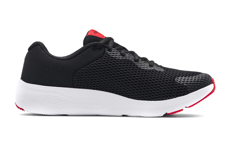 Order (JR) Under Armour BGS Charged Pursuit 2 Sepatu Lari 'Hitam Merah' 3024484-001