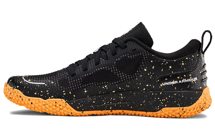(Youth) Under Armour X Level Mainshock Splatter Sneakers Black/Orange 3022523-001