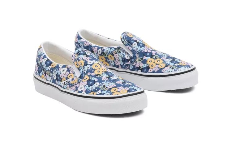 Lookbook (JR) Sepatu Vans Slip-On Motif Bunga 'Biru Kuning' VN0A7Q5GAS2
