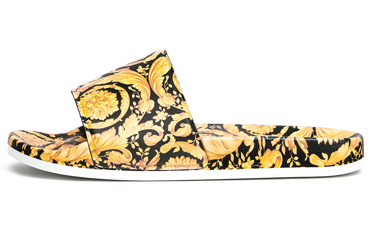 (Youth) Versace La Medusa Print Slide 'Tan Yellow' 1000255-1A00214_5B000