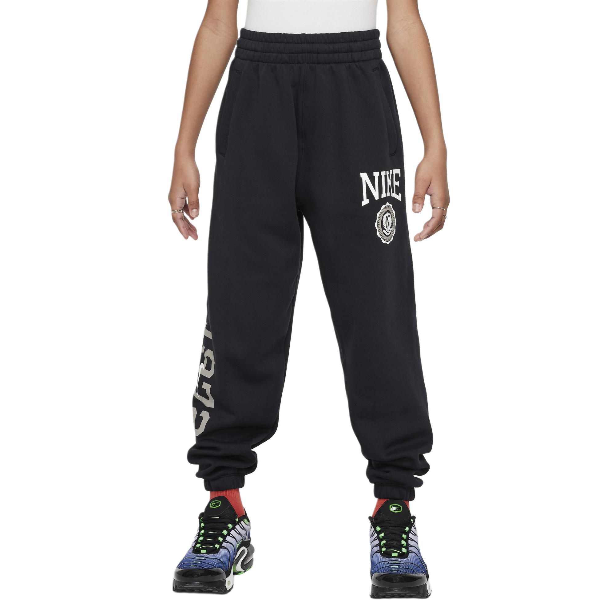 (Youth) Youth Nike Sportswear Club Fleece Joggers Soft Warm Loose Fit Black/White HJ3374-010