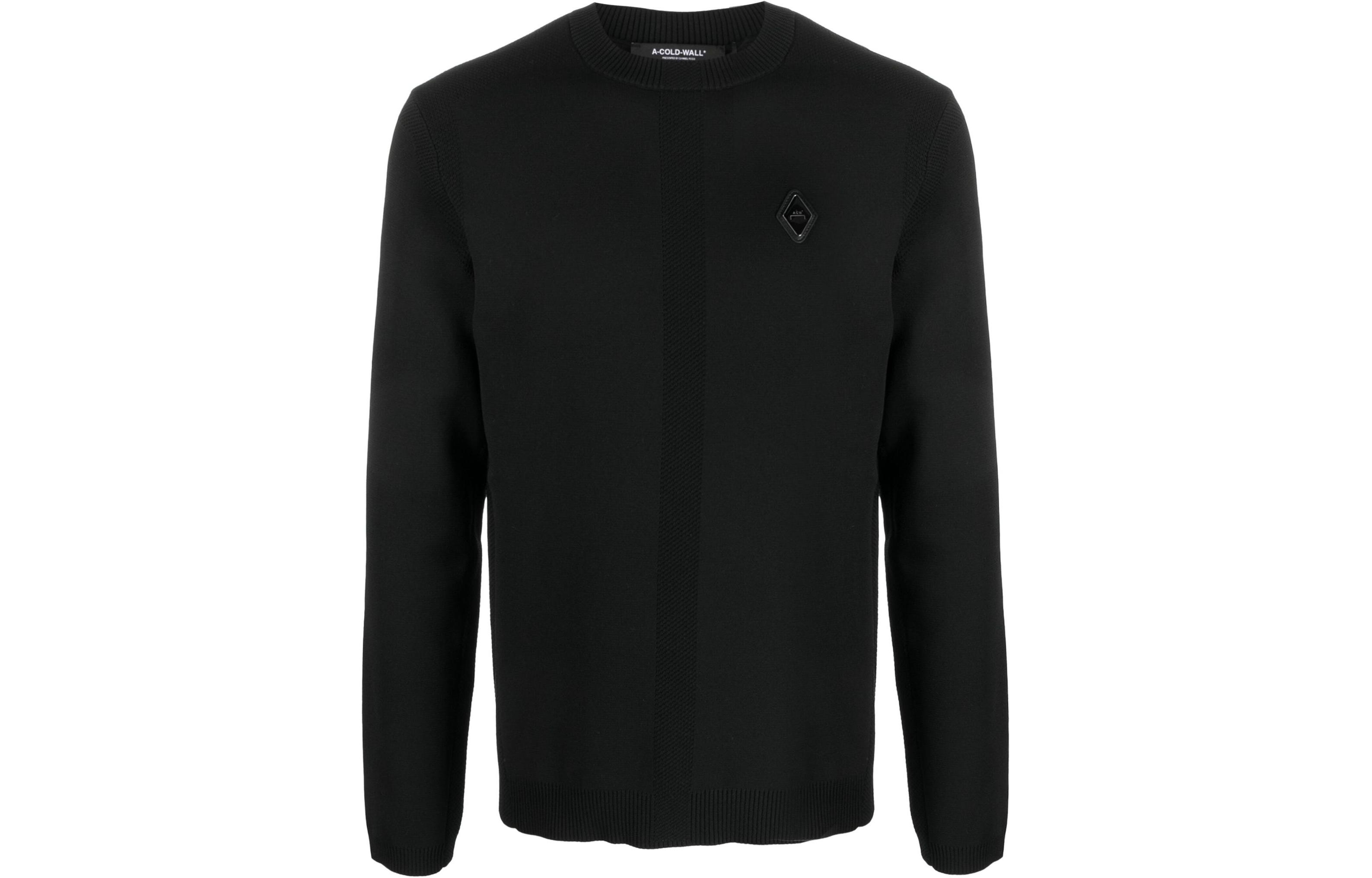 A-COLD-WALL* Black Crewneck Logo Patch Long Sleeve Sweatshirt ACWMK090-BLACK