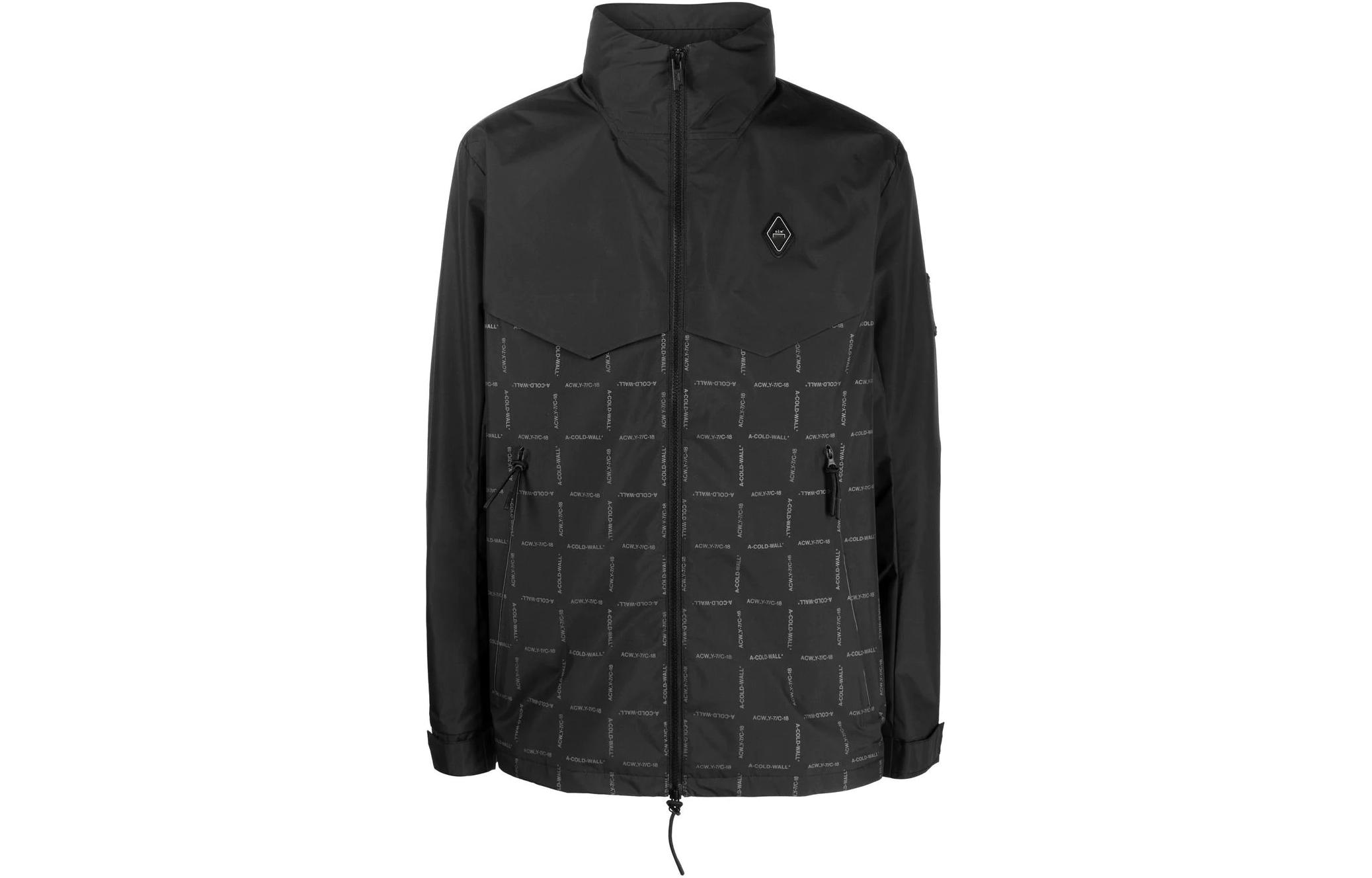 A-COLD-WALL* Black Logo Print Zip-Up Jacket. ACWMO144-BLACK