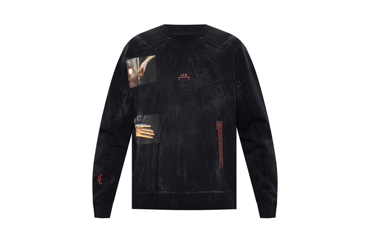 A-COLD-WALL* Distressed Printed Pullover Sweatshirt Black () ACWMW016WHL