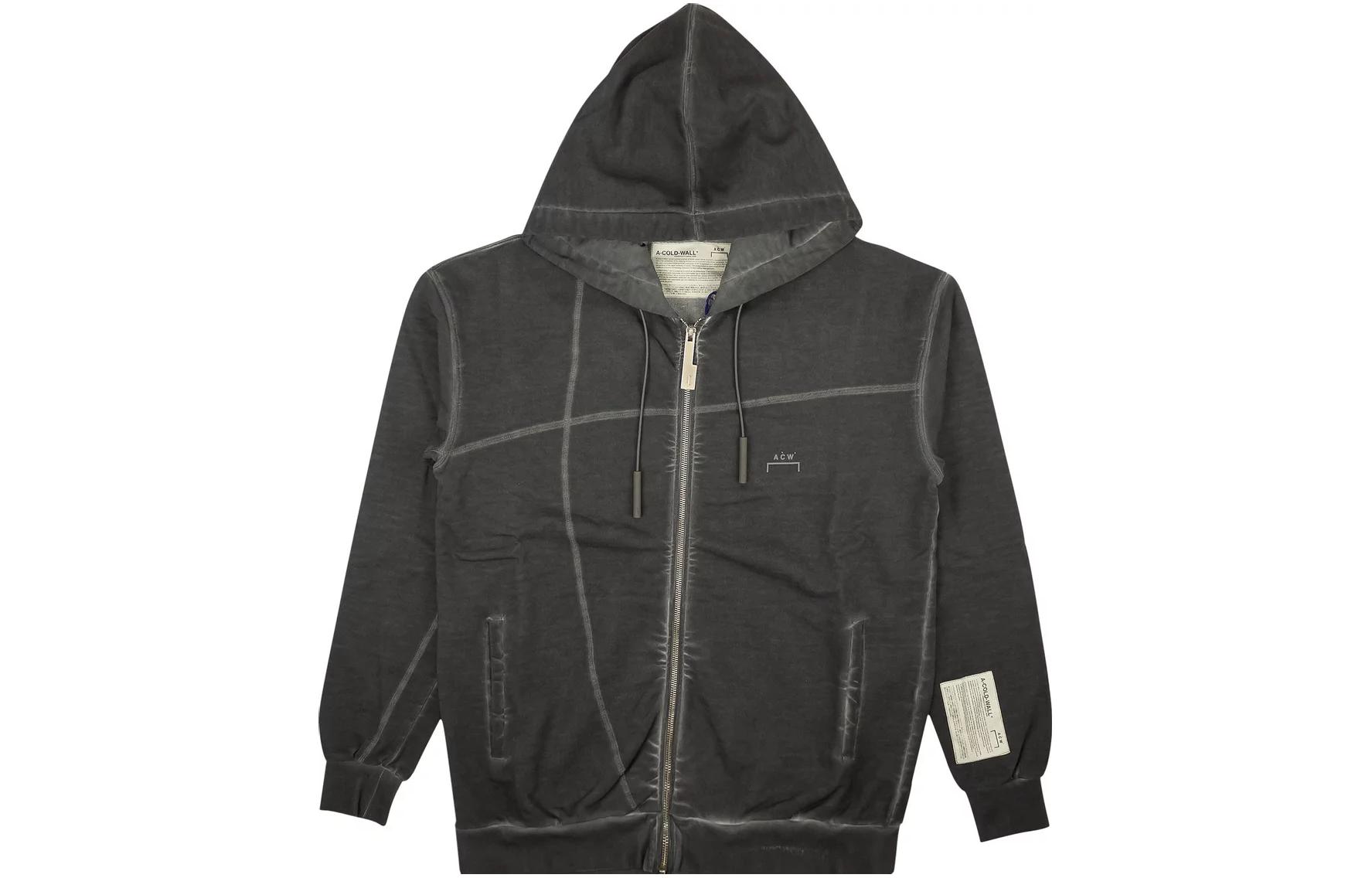 A-COLD-WALL* Drawstring Zip-Up Hoodie Grey Long Sleeve CW9SMF10AP-GREY