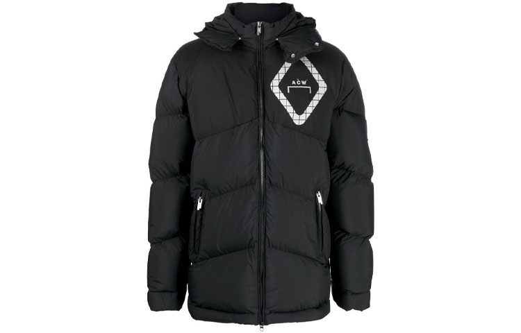 A-COLD-WALL* FW22 Black Logo Print Hooded Jacket ACWMO107-BLACK