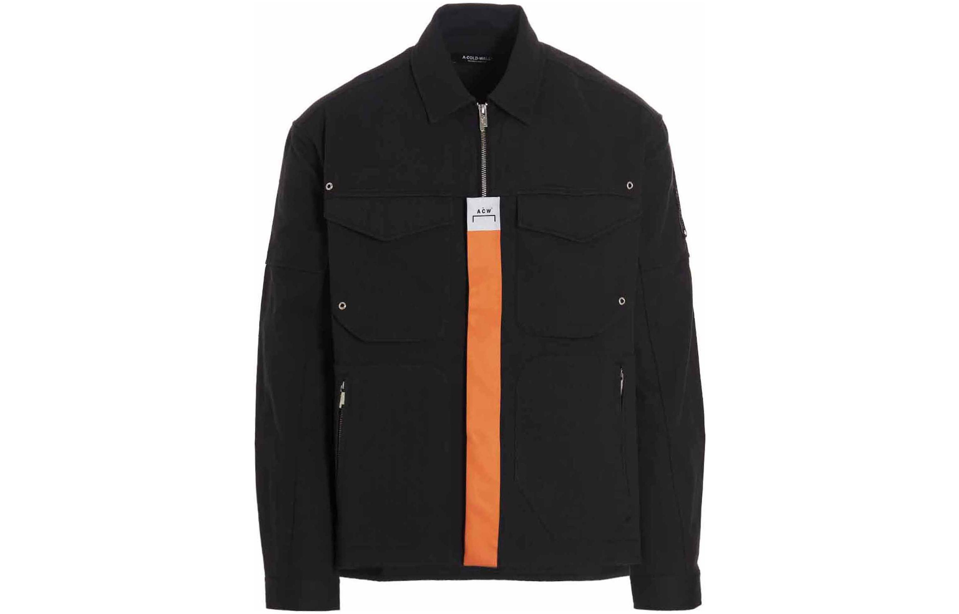 A-COLD-WALL* FW22 Black Zip-Up Jacket with Back Letter Print. ACWMSH064-BLACK