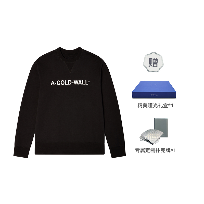 A-COLD-WALL* FW22 Logo Print Long Sleeve Pullover Sweatshirt Black Unisex. ACWMW082-BLACK