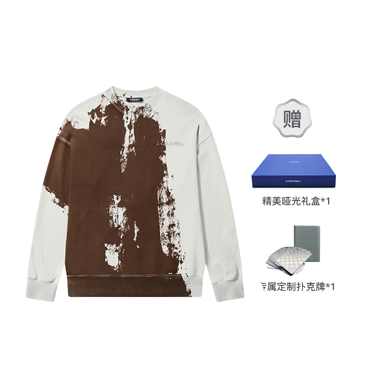 A-COLD-WALL* FW22 Paint Effect Graffiti Crewneck Sweatshirt Unisex Dark Brown ACWMW087-DABR