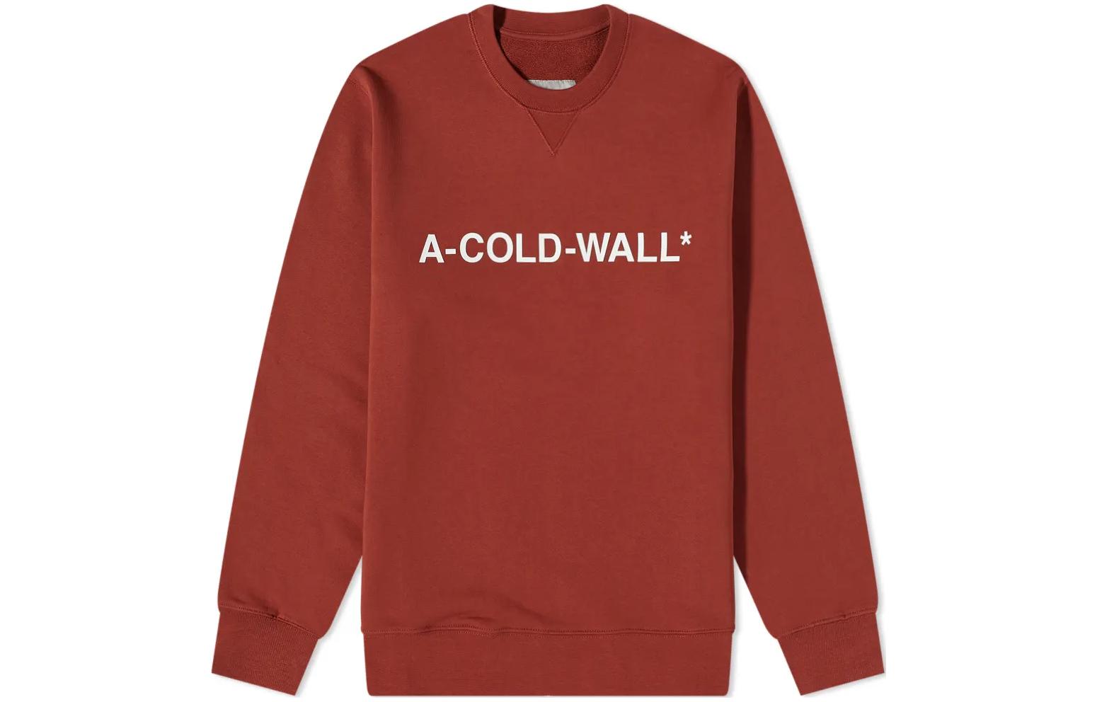 A-COLD-WALL* FW22 Red Crewneck Pullover Sweatshirt with Logo Print (). ACWMW082-RD