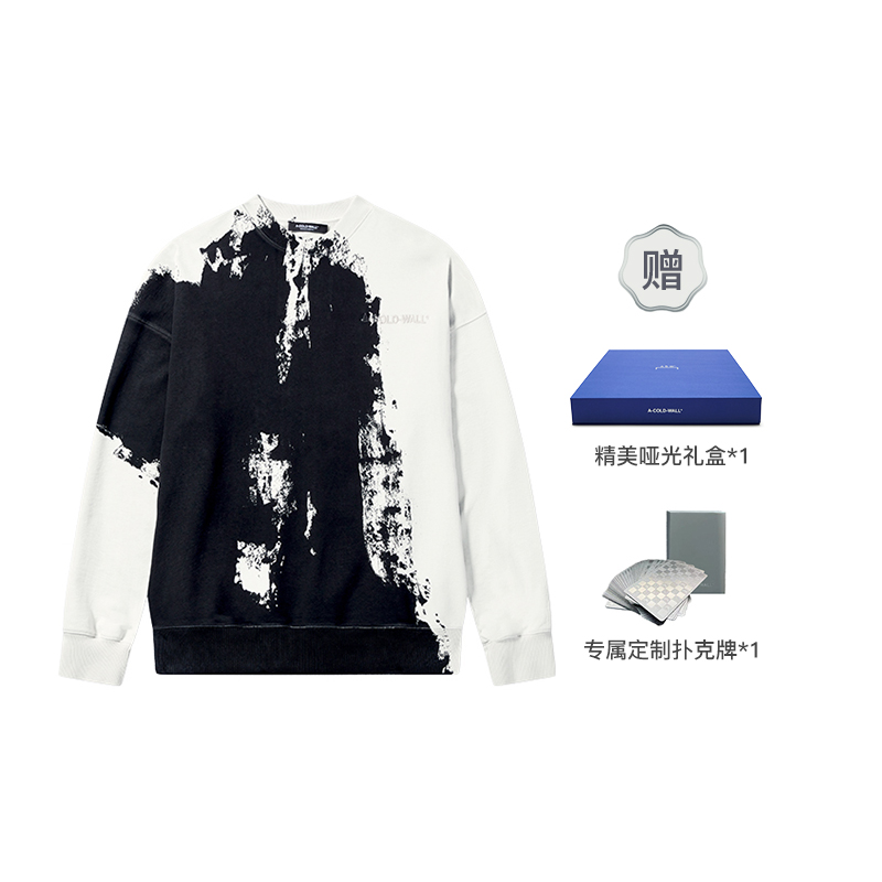 A-COLD-WALL* FW22 Spray Effect Oversized Crewneck Sweatshirt Black/White Men ACWMW087BLACK