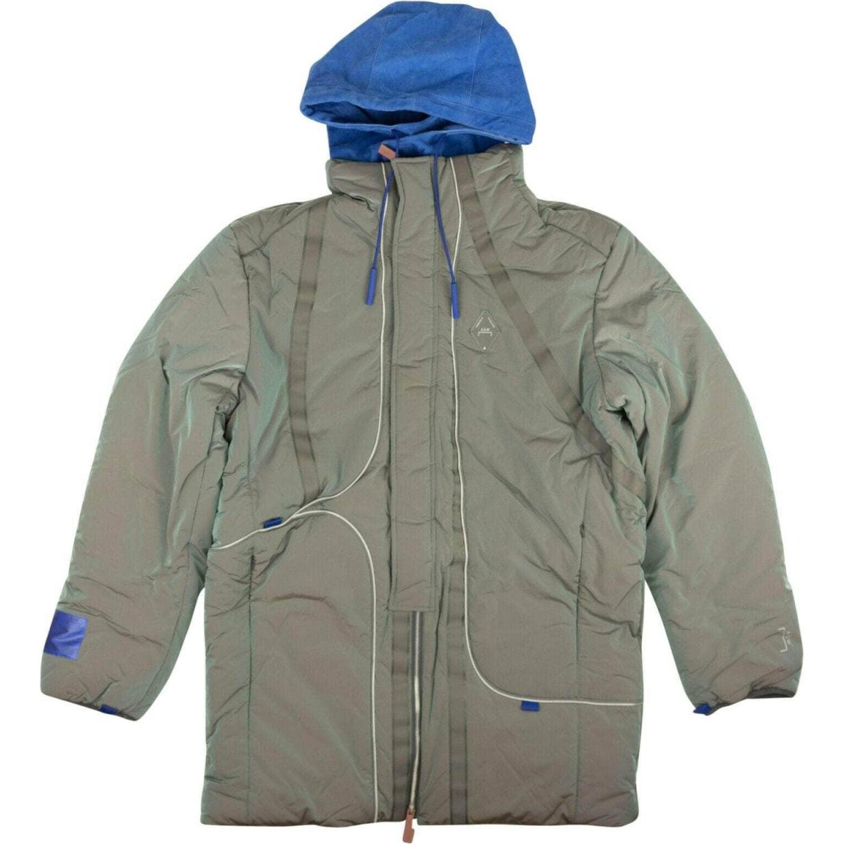 A-COLD-WALL* Green Colorblock Logo Hooded Long Jacket. 87AB-ACW-0006