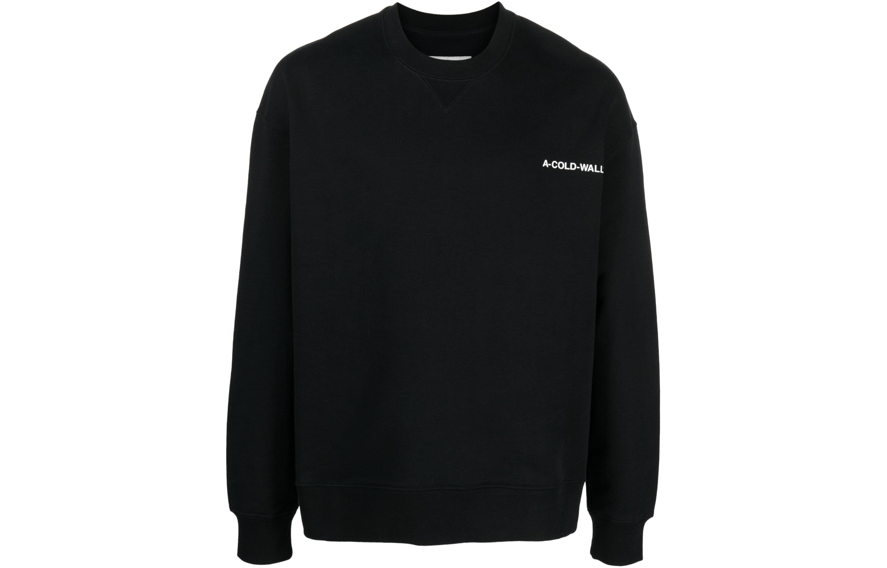 A-COLD-WALL* Logo Print Crewneck Cotton Long Sleeve Sweatshirt Black - Men ACWMW144-BLACK
