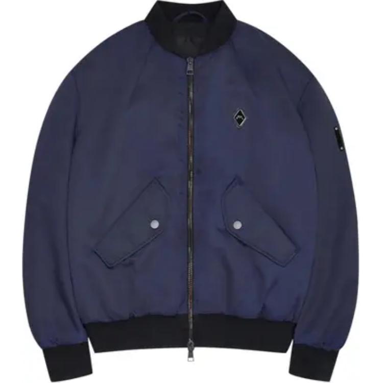 A-COLD-WALL* Logo Zip-Up High-Neck Jacket Blue - Long Sleeve Outerwear ACWMO211-MAJO