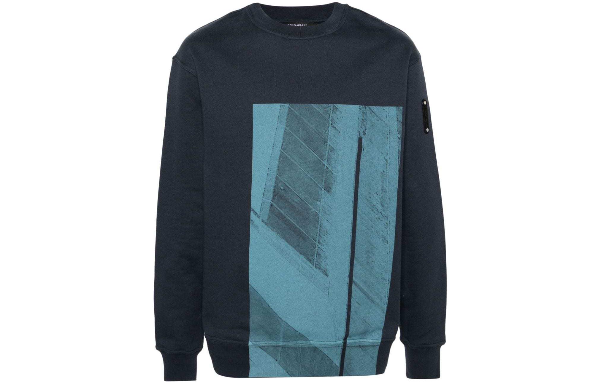 A-COLD-WALL* Navy Blue Logo Patch Textured Knit Crewneck Sweater. ACWMW188-NAVY