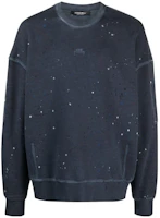 A-COLD-WALL* Navy Crewneck Sweatshirt with Paint Splatter and Logo Embroidery. ACWMW163-OUTBACK A-COLD-WALL* Navy Crewneck Sweatshirt with Paint Splatter and Logo Embroidery. ACWMW163-OUTBACK