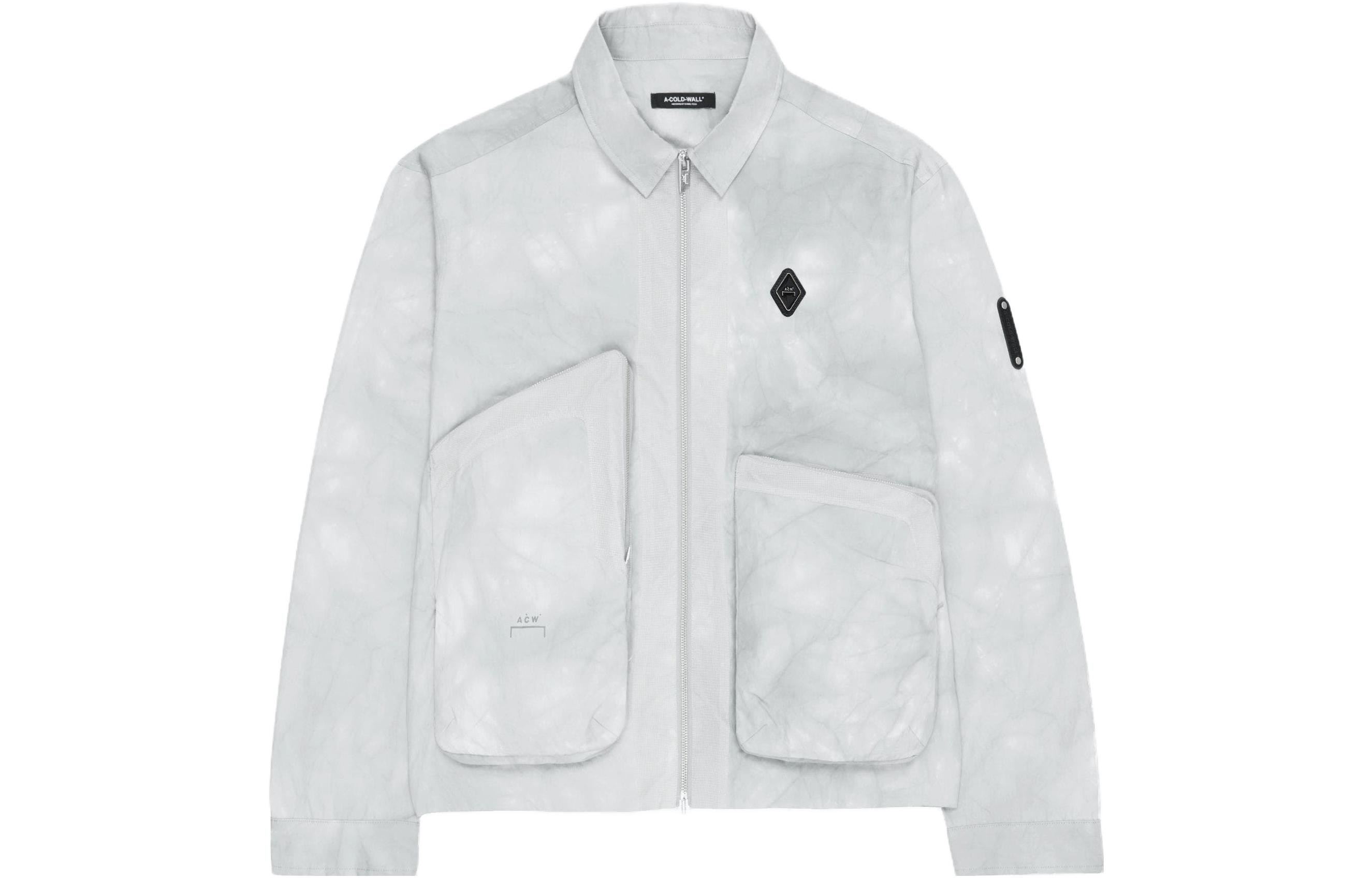A-COLD-WALL* PF23 Casual Jacket with Logo & Asymmetrical Pocket - Light Grey Unisex ACWMSH100-LIGHTGREYF