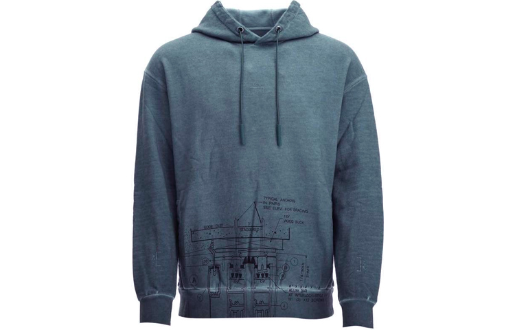 A-COLD-WALL* Printed Drawstring Hoodie Blue MW003WHLDT-DEEPTEAL