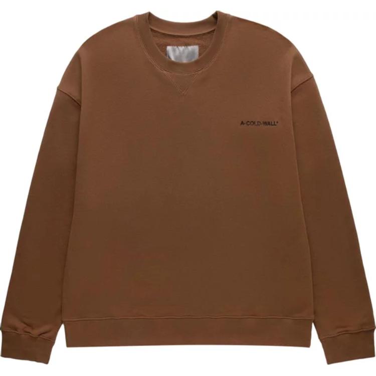 A-COLD-WALL* Slim Fit Brown Pullover Crewneck Logo Sweatshirt. ACWMW144-LIGHTBROWN