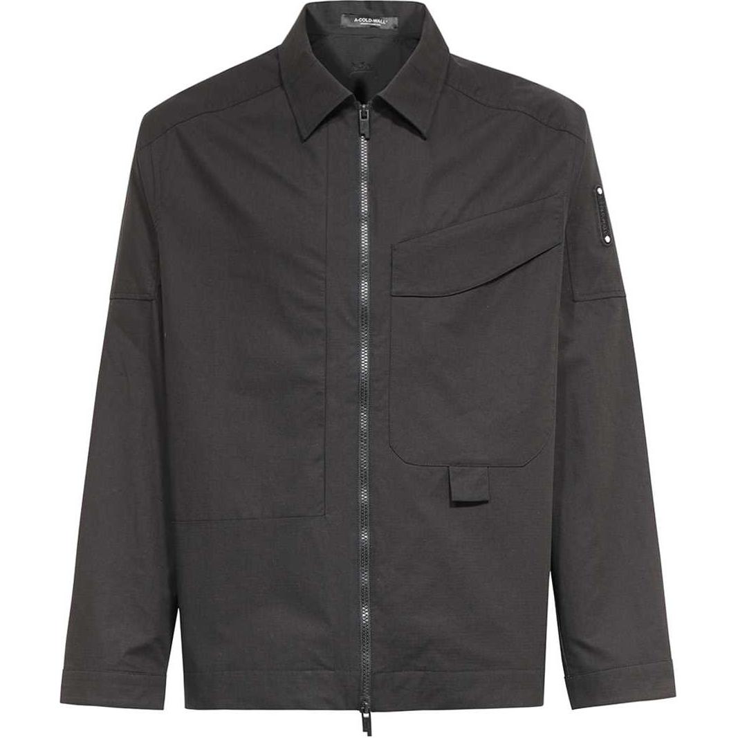 A-COLD-WALL* Solid Brown Zip-Up Collared Jacket - Long Sleeve ACWMSH138A-ONYX