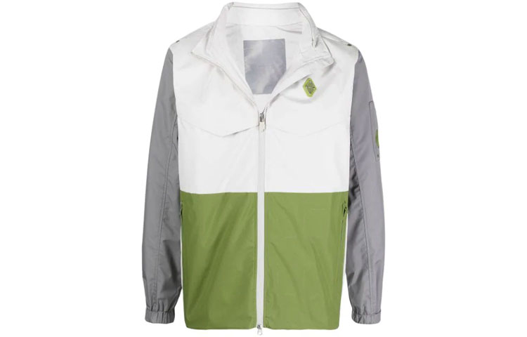 A-COLD-WALL* SS21 Lightweight Windbreaker Jacket Silver Logo Patch Men’s Colorblock ACWMO042-BONE