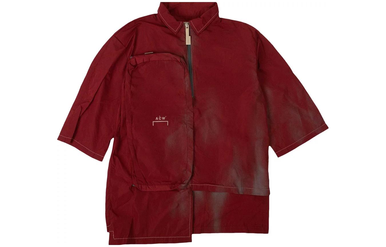 A-COLD-WALL* SS23 Red Collared Jacket with Minimal Logo Print for Men. CW9SMH10AC-RED