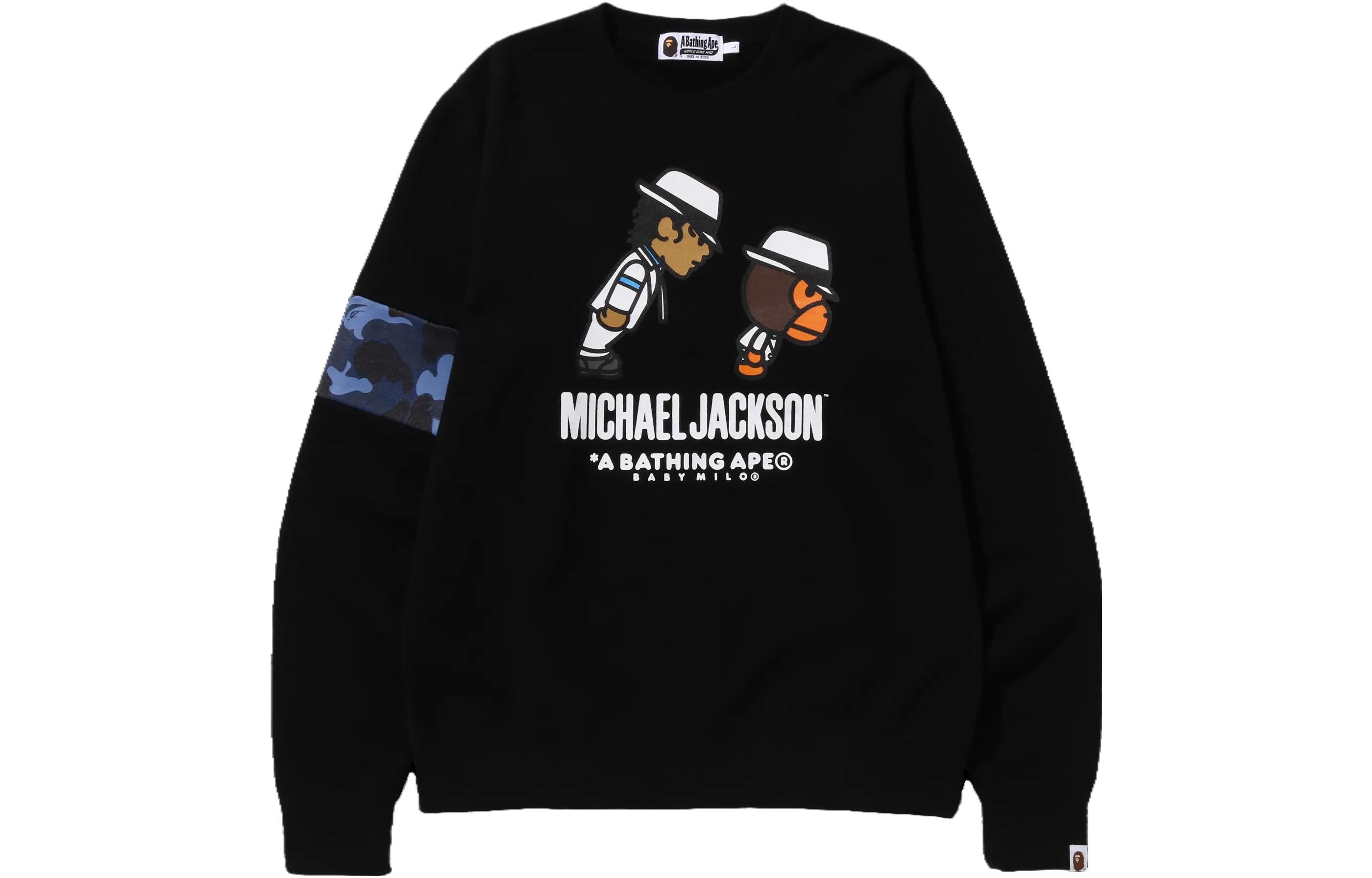 A BAPE Michael Jackson FW23 Retro Graphic Loose Fit Crewneck Sweatshirt Men. 2J73-113-901