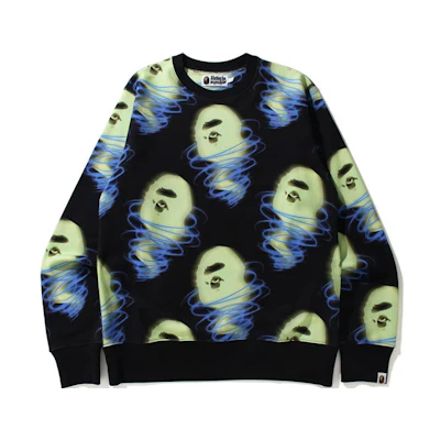 A BATHING APE Ape Head BAPE Storm Cartoon Print Long Sleeve Sweatshirt Men. 1H80-113-007