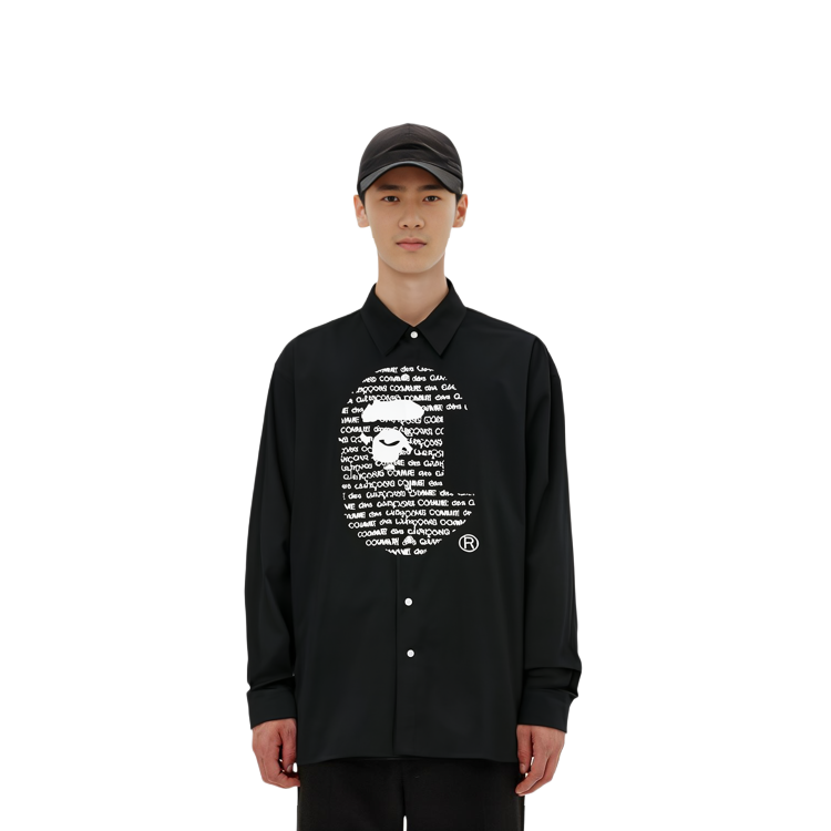 Shop BAPE 猿人頭 x COMME des GARÇONS 聯名款長袖襯衫 男女適穿 001SHH721903C