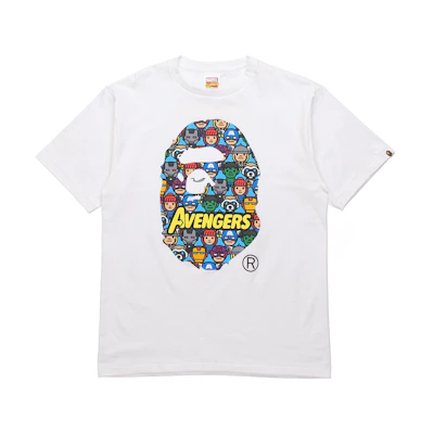 A BATHING APE BAPE × Marvel Avengers Ape Head Graphic Tee White Mens 1F23-110-926