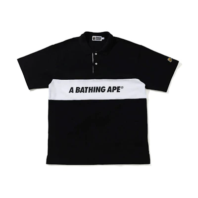 A BATHING APE Bape Alphabet Print Patchwork Short Sleeve Polo Shirt Men. 1H30-112-008