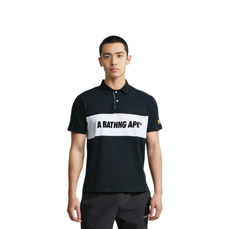 Lookbook A BATHING APE 男士字母印花拼接短袖POLO衫. 1H30-112-008