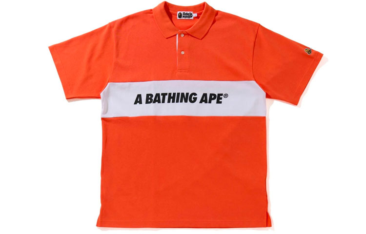Shop A BATHING APE 男士字母印花拼接短袖POLO衫. 1H30-112-008
