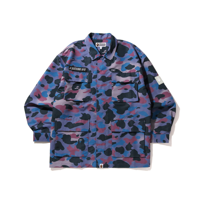 Lookbook A BATHING APE 猿人頭迷彩網眼長袖襯衫 男款 0ZXSTM003105J