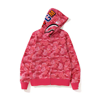 A BATHING APE Bape Flame Camo Zip Hoodie Unisex Pink. 1F30-115-018