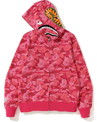 A BATHING APE Bape Flame Camo Zip Hoodie Unisex Pink untuk Lelaki dan Wanita. 1F30-115-018 Lookbook A BATHING APE Bape Flame Camo Zip Hoodie Unisex Pink untuk Lelaki dan Wanita. 1F30-115-018