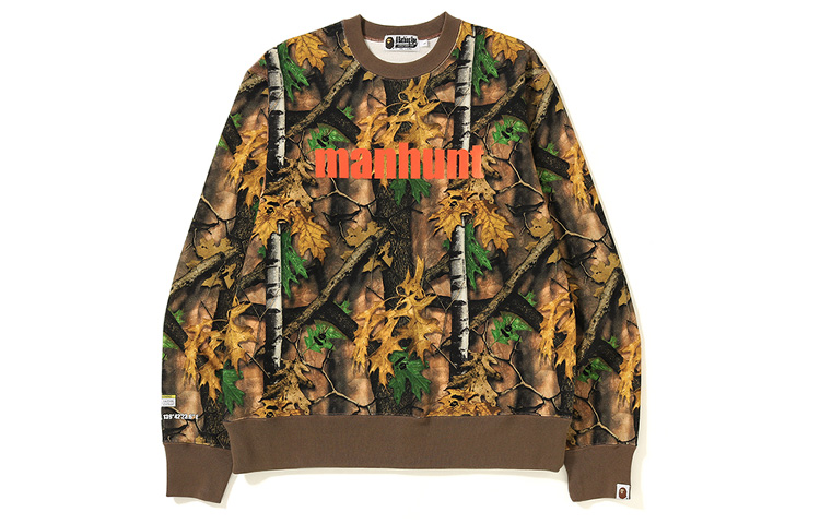 A BATHING APE BAPE Forest Camo Wide Crewneck Multi-Logo Sweatshirt Unisex. 0ZXSWM113008C