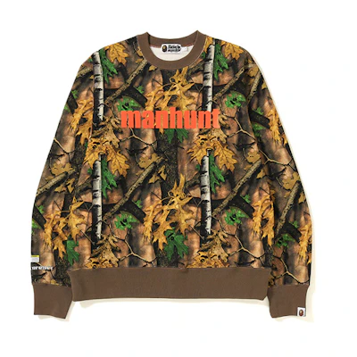 A BATHING APE BAPE Forest Camo Wide Crewneck Multi-Logo Sweatshirt Unisex. 0ZXSWM113008C