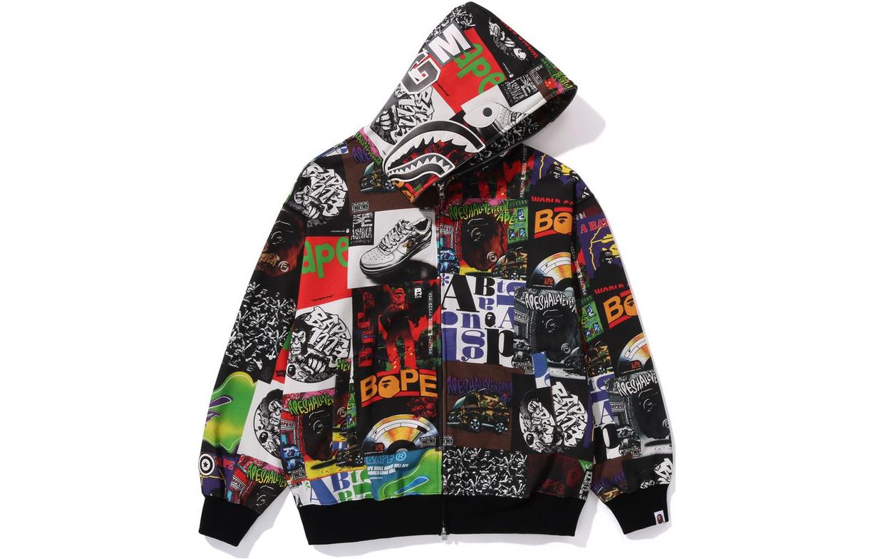 A BATHING APE BAPE Full-Print Black Zip Hoodie Jacket  Casual Wear. 1J80-115-056 圖 2