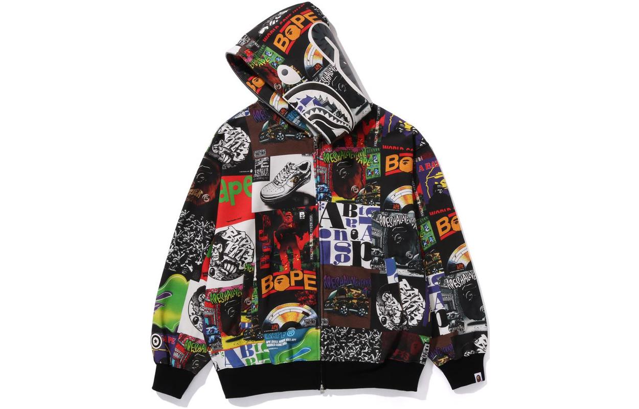 A BATHING APE BAPE Full-Print Black Zip Hoodie Jacket  Casual Wear. 1J80-115-056 圖 3