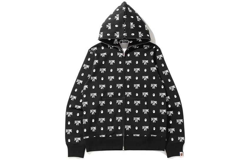 A BATHING APE BAPE FW22 All-Over Print Logo Zip-Up Hoodie . 0ZXSWM115025E
